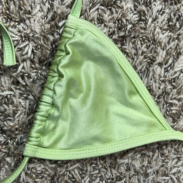 La Hearts Green Metallic Triangle Bikini Top Sz XS - Image 2