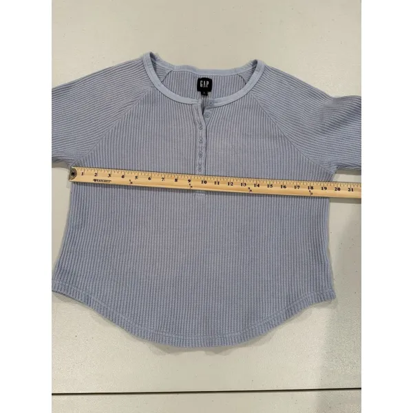 Gap Waffle Knit Henley Button Up Top Womens Small Thermal Lounge Layer Travel - Image 4