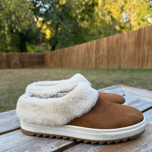 Blondo Suri Comfy Cognac Suede Fur-Lined Waterproof Slip-On Platform Clogs - Image 2