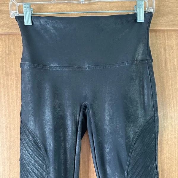 Spanx Faux Leather Moto Leggings Very Black Size Large 20136R‎ - Image 4
