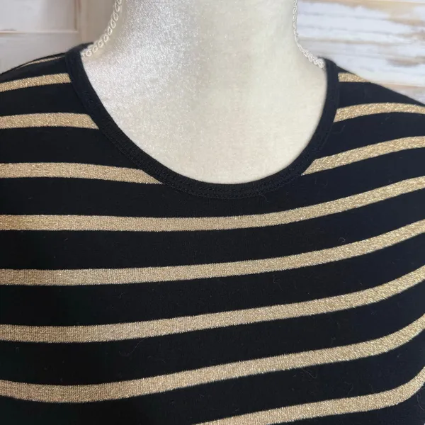 LAUREN RALPH LAUREN Black Gold Stripe Top Monogramed Arm Pocket Medium - Image 9