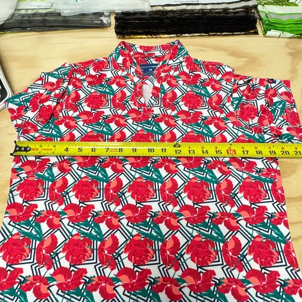 Bermuda Sands Women's Red‎ Floral Performance Golf Polo Shirt UPF 50 Wick Away M - Image 10
