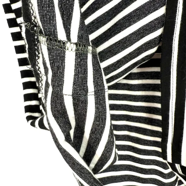 Ann Taylor Size Medium Short‎ Sleeve Top Shirt Blouse Black White Striped Tunic - Image 3