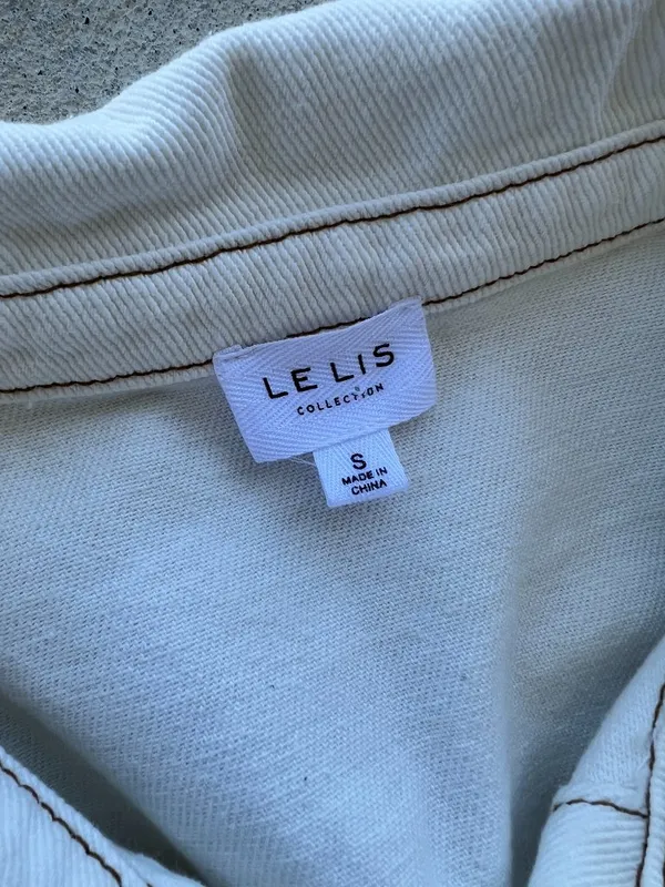 LELIS‎ Collection Off White Denim Romper Utility Belted Women’s Size S - Image 9