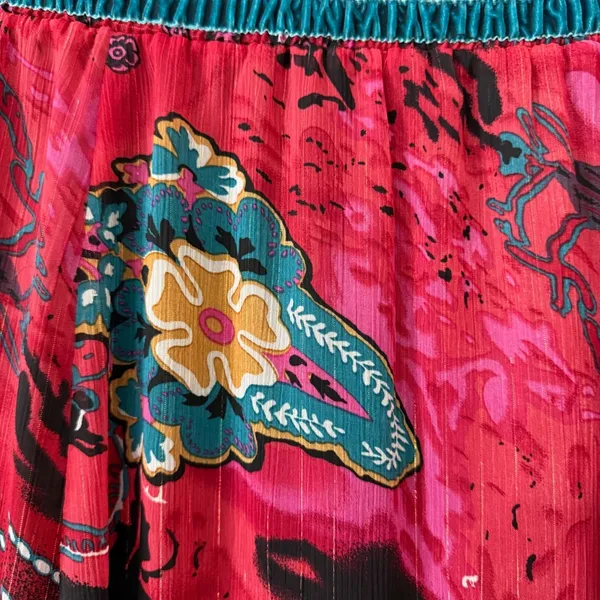 WD.NY‎ Boho Maxi Skirt Sz L Pink Artsy Velvet Waist Shimmer Gypsy Maximalist - Image 4