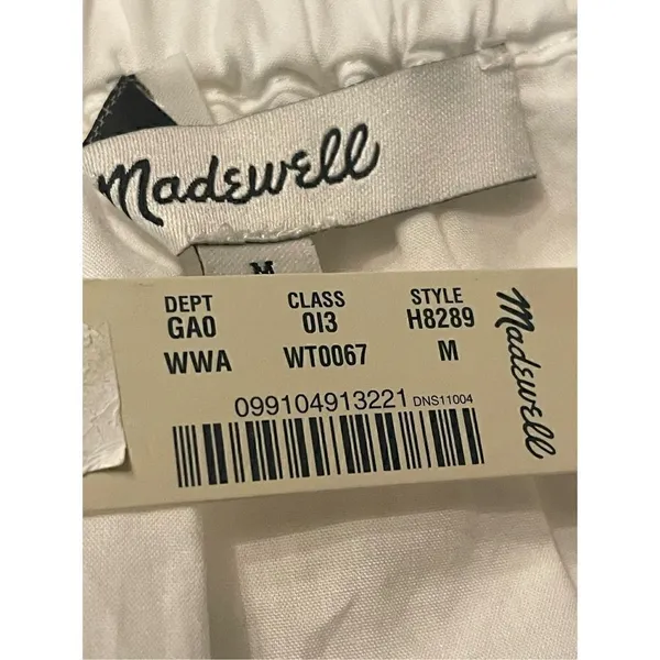 NWT Madewell Women’s Embroidered Off the Shoulder Top White Long Balloon Sleeve - Image 6