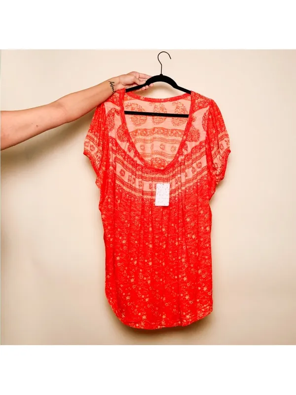 Free People paisley print red top - Image 6