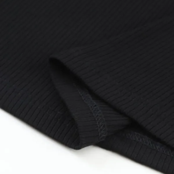 NEW Black Ribbed Top With Striped Mesh Long Sleeves - Image 10