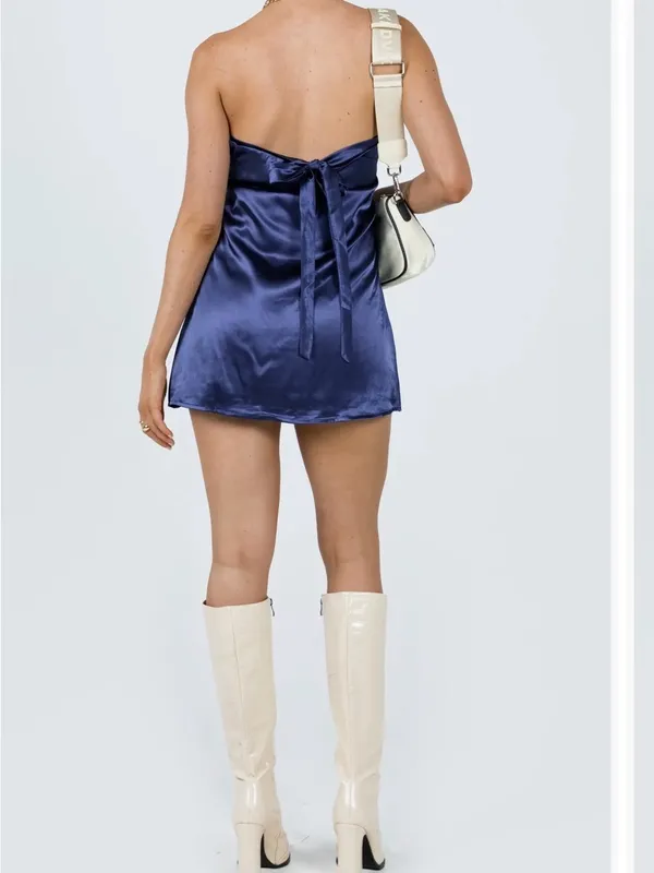Princess Polly Navy Satin Slip Dress - Image 9