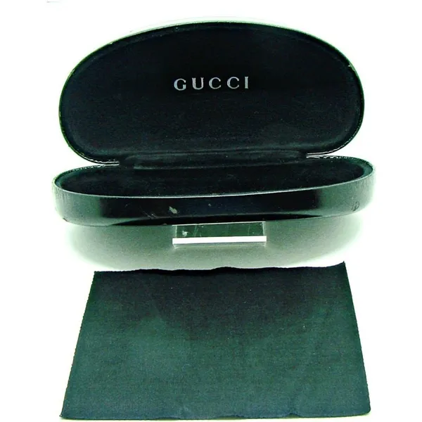 Gucci Sunglasses Hard Clam Shell Eye Glasses Case Black Embossed Logo M/L Size - Image 4