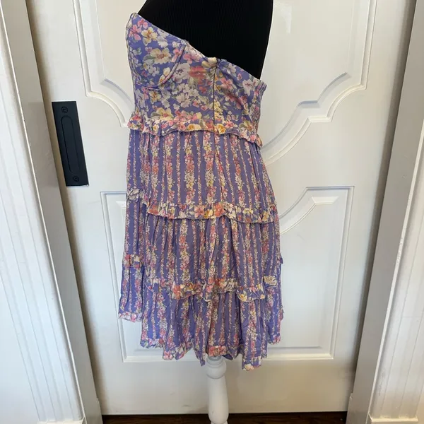 Altar’d State Floral Strapless Dress Flowy Bohemian Ruffles NWOT - Image 4