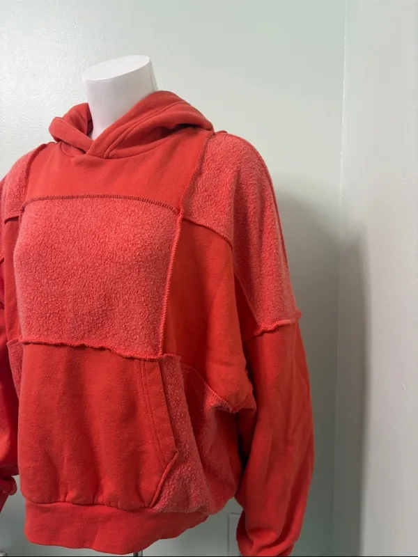 AERIE Orange Patchwork Hoodie - Image 5
