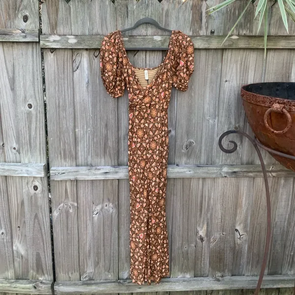 Free People - SPELL- Madame Peacock Sweetheart Maxi Dress In Coffee - Image 4