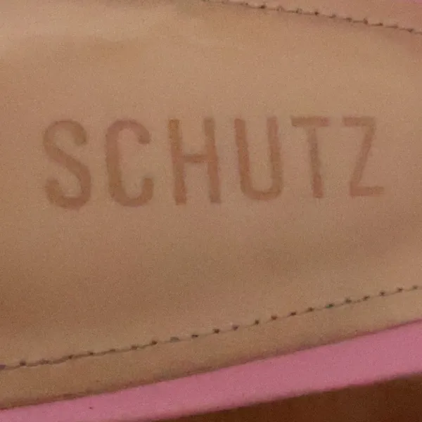 Schutz Pink Leather Mules Womens Size 9.5 Architectural Triangle Block Heel - Image 10