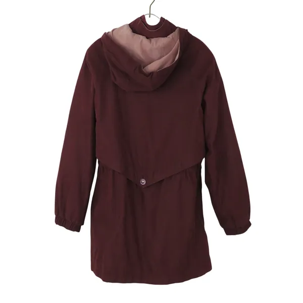 Braetan Maroon Purple Suede Hooded Trench Coat Jacket Small - Image 5