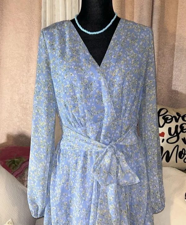 Size XL Long Sleeve Floral Ruffled Dress - Image 2