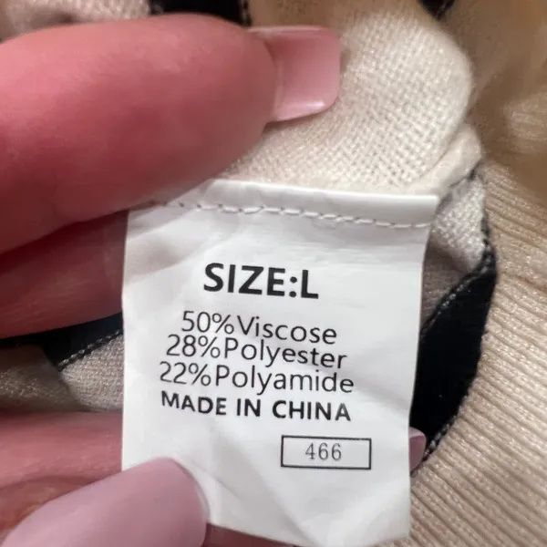 Dokotoo Womens Striped Puff Sleeve Knit Top Black White‎ Short Sleeve Sweater L - Image 6