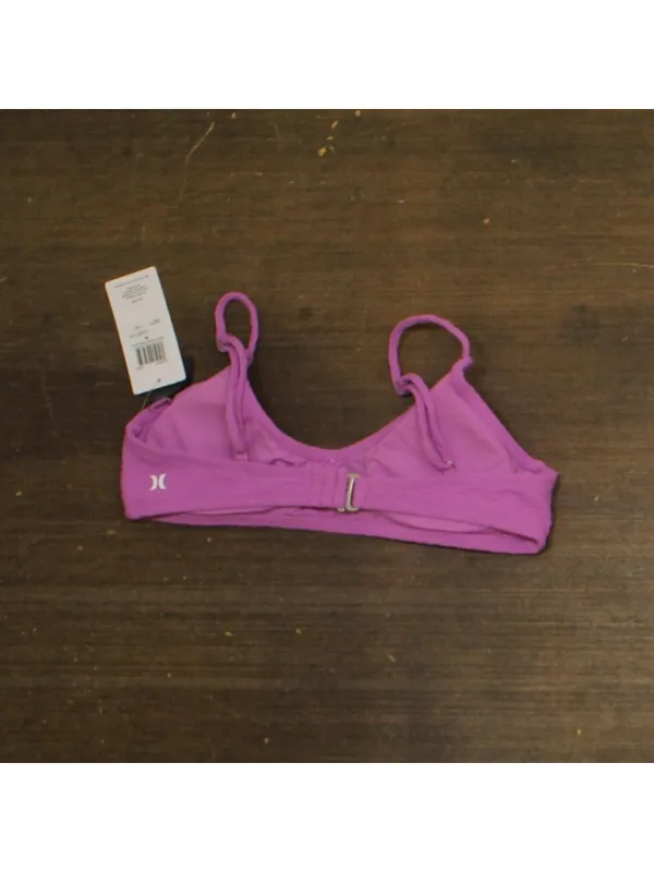 NWT Hurley Textured Wave Scrunch Bralette Bikini Top HU009T5 Orchid Purple M - Image 3