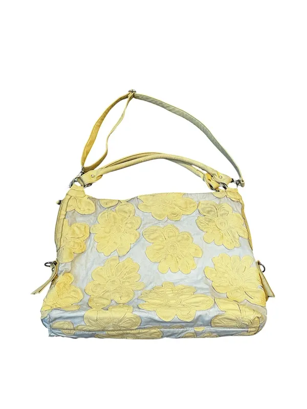 Big Buddha Hobo Bag Slouchy Butter Yellow Floral Appliqué Y2K Boho Chic Casual - Image 3
