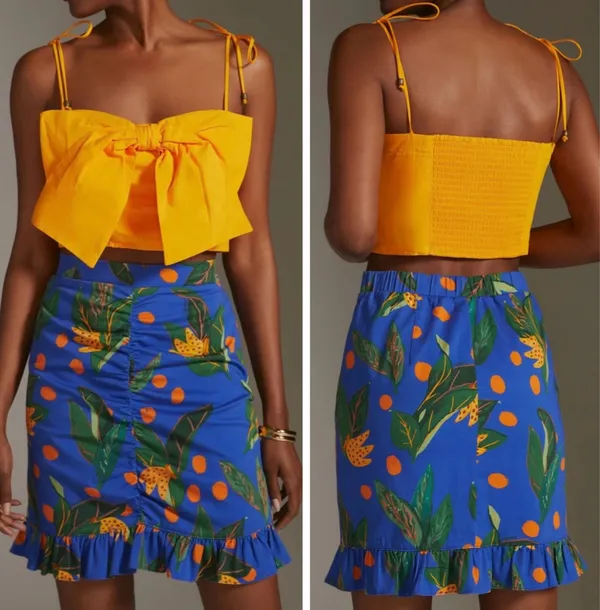 Farm Rio Tropical Print Ruched Ruffled Mini Skirt, Size XS - Image 2