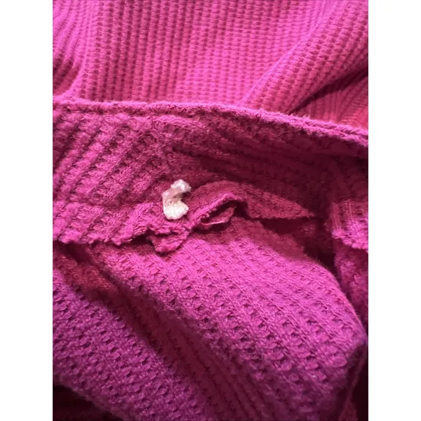 Umgee Fuchsia Pink Textured Henley Shirt Casual Boho Cotton Thermal - Image 5