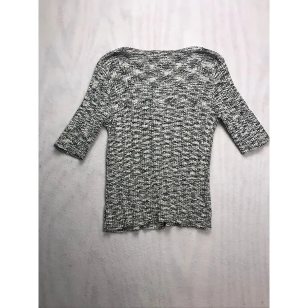 MOD REF Black White Marled Knit Short Sleeve V-Neck Cardigan‎ Sweater Small - Image 10