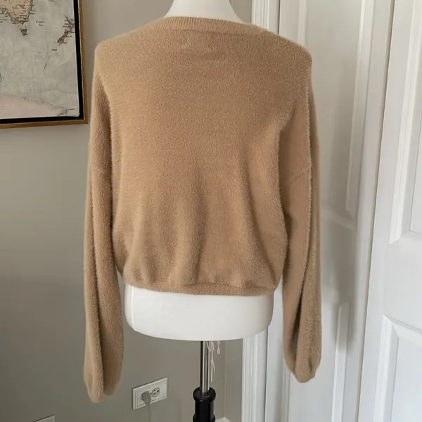 Cozy and Cutest Tan Fuzzy Princess Polly Sweater - Image 6