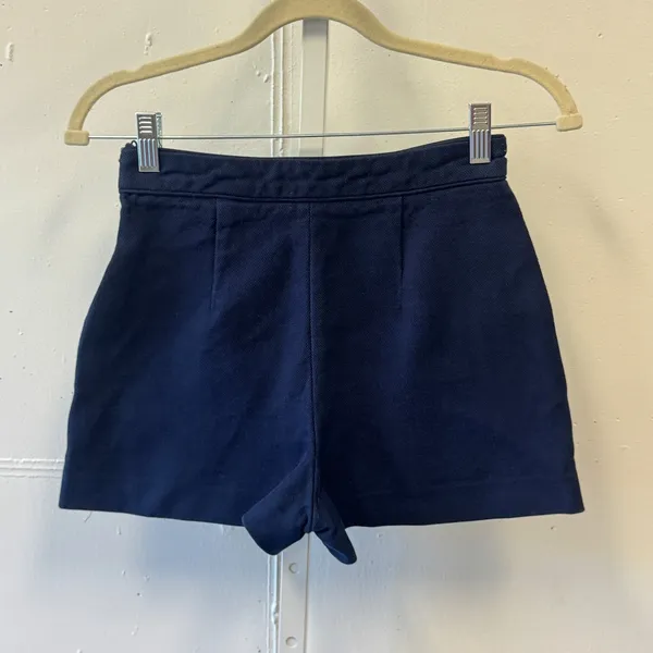 Zara Basic Navy Blue High Waisted Textured Pique Shorts Womens‎ Size Small 26 - Image 2