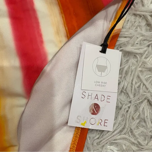 Shade & Shore striped low rise cheeky bikini bottom‎ orange red size XS - Image 3