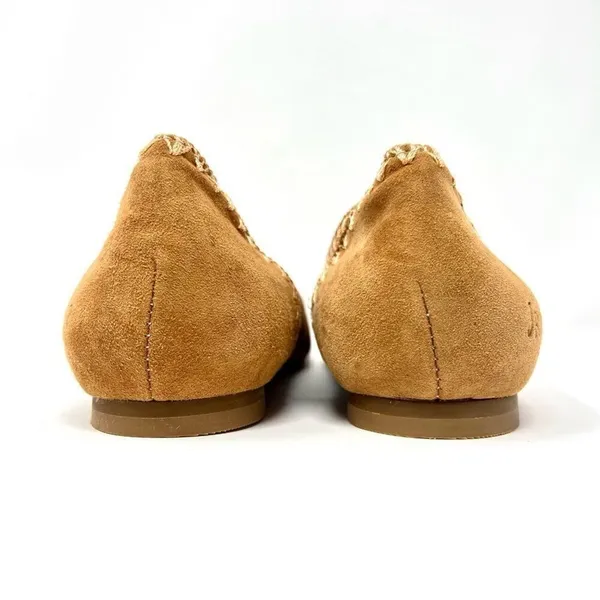 Jack Rogers Ellie Suede II Oak Tan Brown Whip Stitch Detail Ballerina Flats 7.5 - Image 9