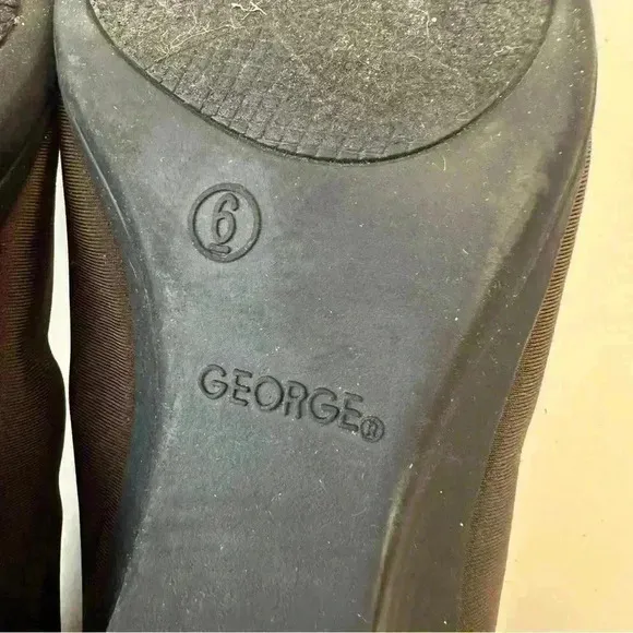 George Heels‎ Womens 6 Comfort Start Loafers Pumps Wedge Black Fabric Slip On - Image 7
