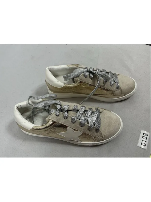 Womans New Nature Breeze Dale Lace Up 2 Tone Fashion Sneakers 7.5 Gold - Image 2