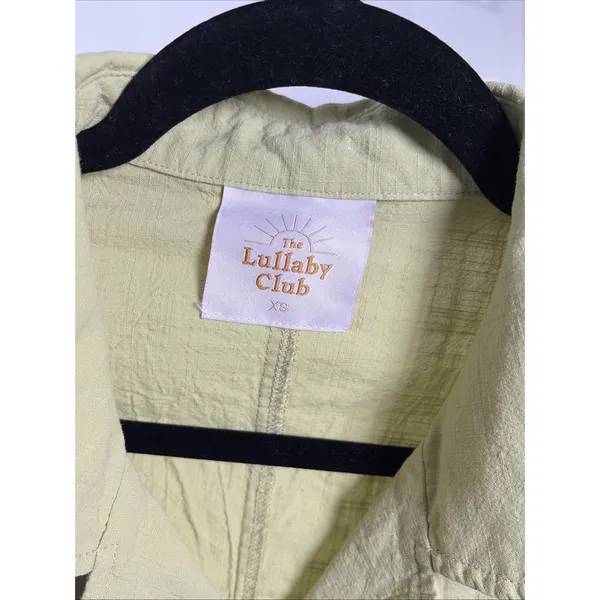 The Lullaby Club Avalon Button Up Shirt Womens Size XS‎ Green Cotton Oversized - Image 3