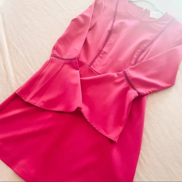 Charles Henry Bell Sleeve Mini Dress in Barbie Pink Medium - Image 2