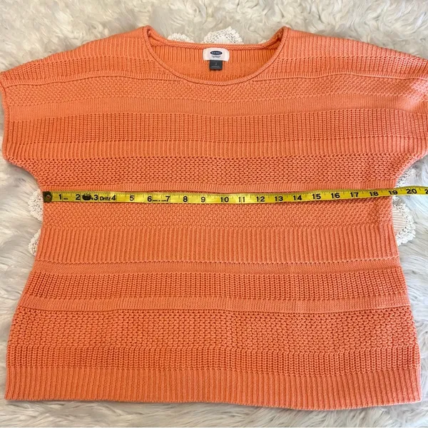 Old Navy Light Orange Knit Sweater Top Women’s Size Small Short Sleeve Spring - Image 6