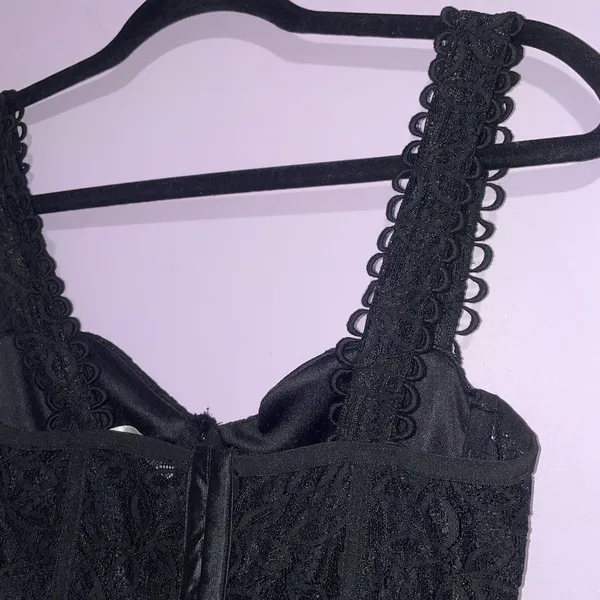 Quiet Storm Corset Top Women Size M Black Lace Y2K Romantic WhimsiGoth - Image 6