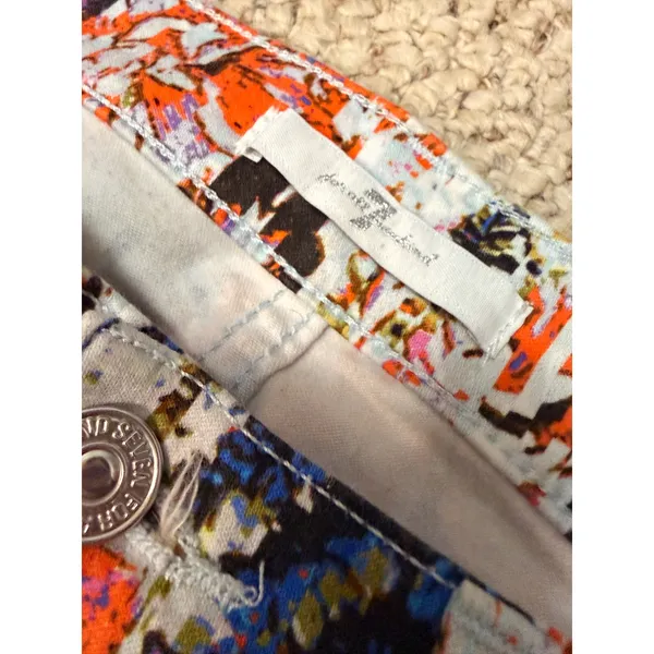 7 For All Mankind Indie Floral Skinny Jeans Statement Boho Orange Blue Size 30 - Image 6