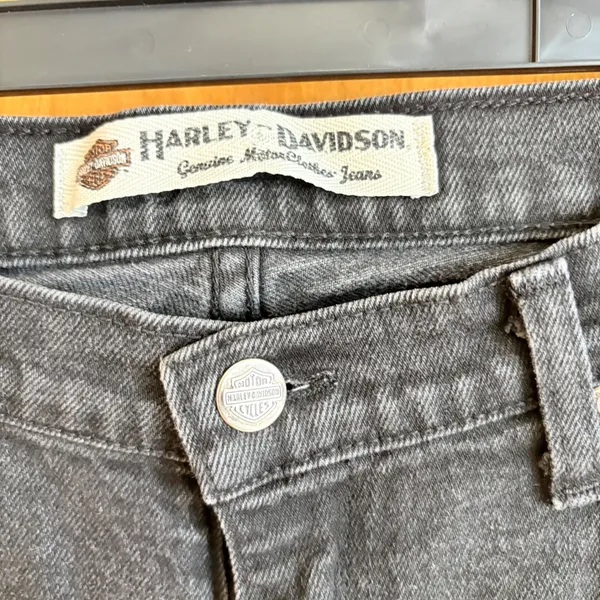 Harley Davidson Straight Leg Jeans Womens 6L‎ Black Faded Biker Moto 99015-05VL - Image 5
