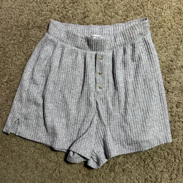 Abercrombie & Fitch Heather Gray Ribbed Henley Lounge Shorts Women XS Pajamas - Image 2