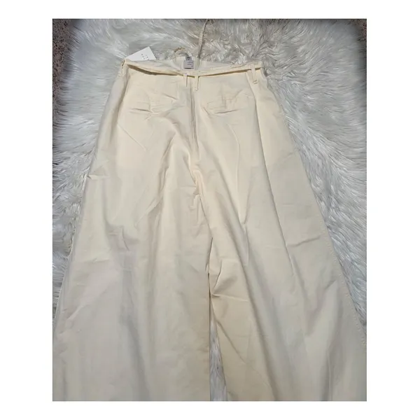 A New Day Women's Size 14 Wide-Leg Chino Pants Cream Tie Waist Pleated Stretch - Image 8