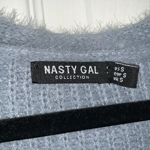 Nasty Gal What A Pearl Wants Blue Fuzzy Cardigan Size S - Image 4