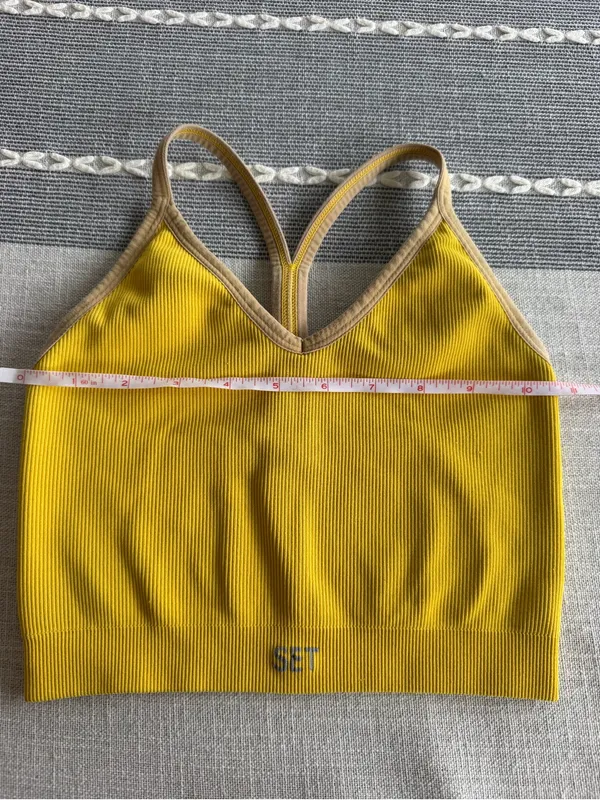 Set Active Ribbed V Bra Tank Top Yellow Size Small - Image 6