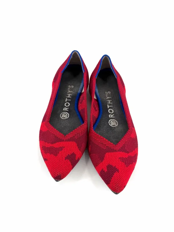 ROTHY’S Red Camo Knit Point Toe Slip On Limited Edition Ballet Flat Casual Shoes - Image 3