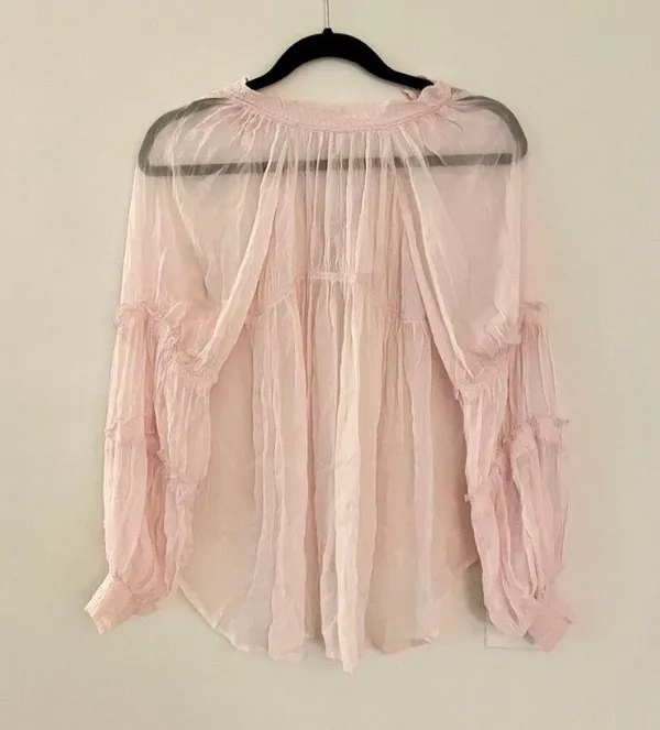 Free People lace up sheer blouse - Image 3