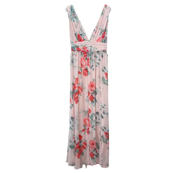 NWT Lulus Peach Pink Garden Meandering Blush Floral Chiffon Maxi Dress MEDIUM‎ - Image 5