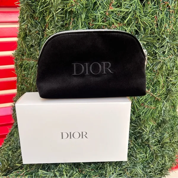 Christian Dior 2024 Black Velvety ‘DIOR’ Monogram Pouch Clutch Bag, NIB - Image 9