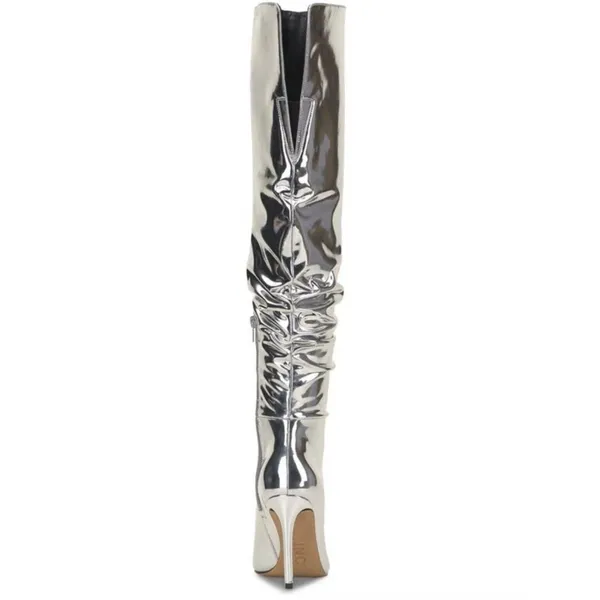 I.N.C. Iyonna Over-The-Knee Slouch Boots in Patent Silver Size 6/36.5 NEW $169.5 - Image 2