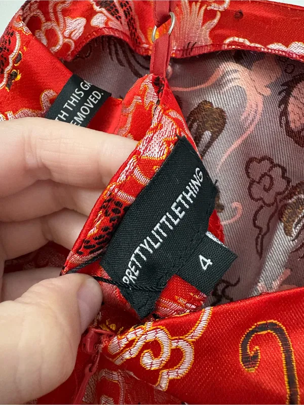 NWT PrettyLittleThing Red oriental Dragon-Print bodycon dress - Image 7