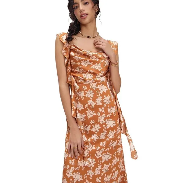 Nordstrom NWT Cider Woven Cowl Floral Ruffle Hem Maxi Dress Sz 6 - Image 3