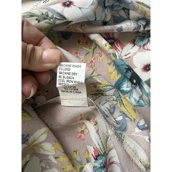 Luna Floral Wrap Dress Mauve Blue V-Neck Short Sleeve Small 17659 Soft‎ Romance - Image 6